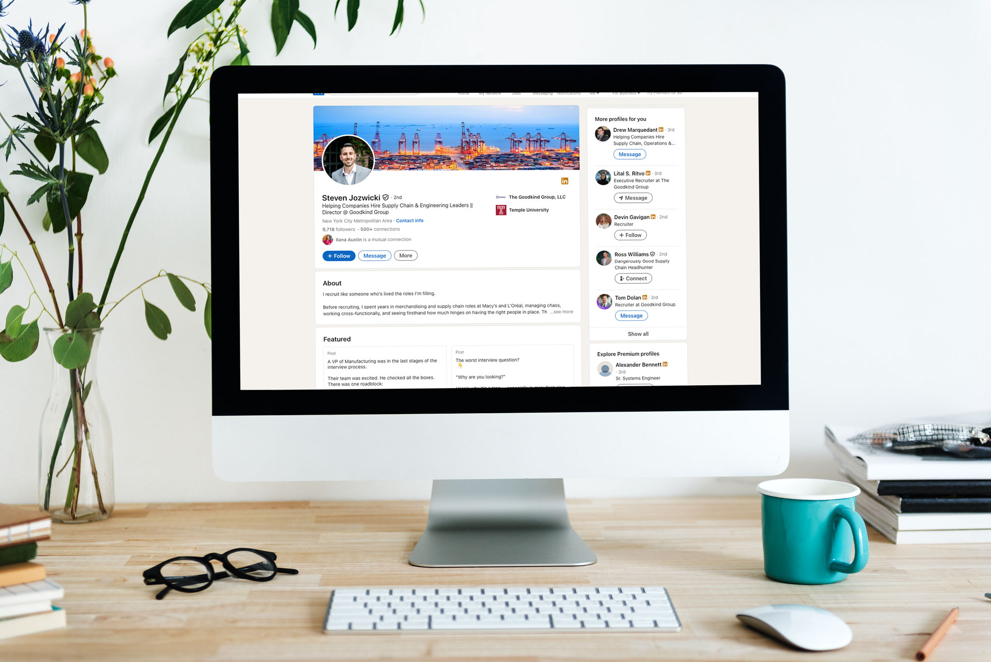 LinkedIn profile of Steven Jozwicki, a Hire Supply Chain & Engineering Leader at Goodkind Group.