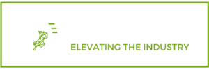 Growing HVAC logo with a gear and upward trending lines. Elevating the industry.